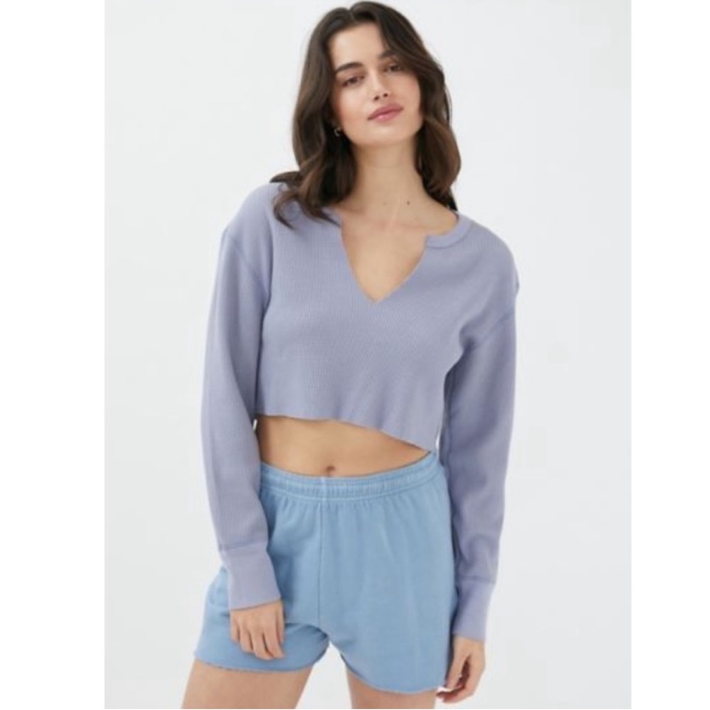 BDG (Urban Outfitters) Cozy Thermal Crop Top Lavender Size Small